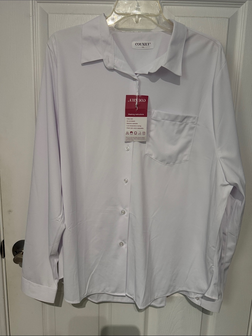 NWT COUXILY White Button-Down Dress Shirt. Size XXL.